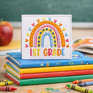 1st Grade Rainbow Patch/Iron-on Patch/Teacher Gift/Kids Backpack/Embroidered Sew-on Applique for Book Bag Backpack Clothing Vest/Jacket
