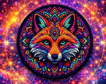Toppa a forma di volpe/toppa termoadesiva/stile mandala/distintivo animale selvatico/coyote/lupo/orso/applicazione da cucire per abbigliamento, gilet/giacche, cappelli, zaini
