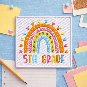 5th Grade Rainbow Patch/Iron-on Patch/Teacher Gift/Kids Backpack/Embroidered Sew-on Applique for Book Bag Backpack Clothing Vest/Jacket
