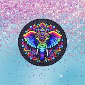Elephant Patch/Iron-on Patch/Mandala Style/Wild Animal Badge, Coyote, Wolf, Bear/Sew-on Applique for Backpacks Clothing Jeans Jackets/Vest image 4