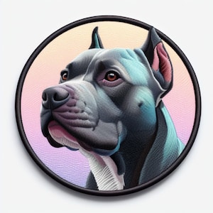 Pitbull Patch Printed Embroidered Base Iron-on/Sew-on Applique for Backpack Clothing Denim Jeans Jacket, Dog Puppy Canine Protector Pastel
