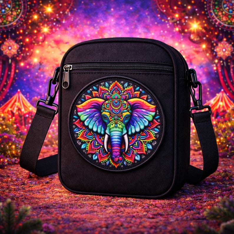 Elephant Patch/Iron-on Patch/Mandala Style/Wild Animal Badge, Coyote, Wolf, Bear/Sew-on Applique for Backpacks Clothing Jeans Jackets/Vest image 3