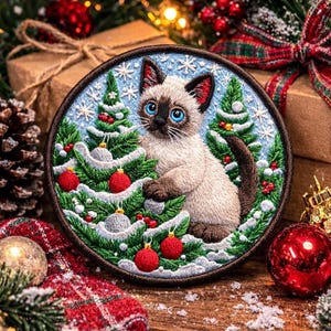Siamese Cat Patch/Iron-on Patch/Family Pet Gift/Cat Humor/Sew-on Applique for Clothing Vest/Jacket Hats Backpacks Tote Bag