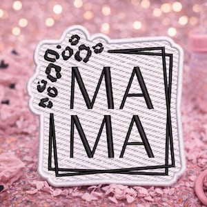 Mama Cheetah Print Embroidered Patch Iron-on Sew-on Applique for Diaper Bag Backpack Jacket Jeans Vest Clothing, Mom Life Patch, Motherhood