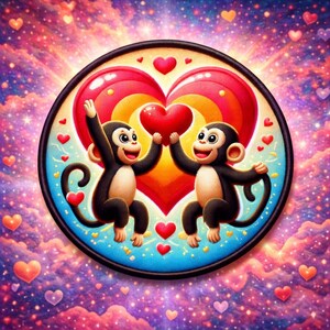 Monkey Patch/Romance & In Love Gift/Valentines Day/Embroidered Sew-on Applique for Clothing Vest/Jacket Backpack