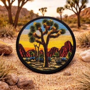 Parche de árbol de Josué/Regalo de recuerdo del Parque Nacional/Parche termoadhesivo/Insignia de naturaleza/Senderismo y acampada/Aplique para coser en ropa y mochila
