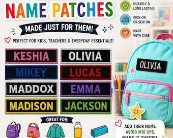 Custom Your Name Patch Personalized Name Tag Embroidered Iron-on Applique for Diaper Bag Backpack Jacket Clothing Uniform Vest Badge Emblem
