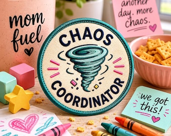 Chaos Coordinator Patch/Iron-On Patch/Mom Merit Badge/Nature/Camping & Hiking/Embroidered Sew-on Applique for Clothing Vest/Jacket Backpack