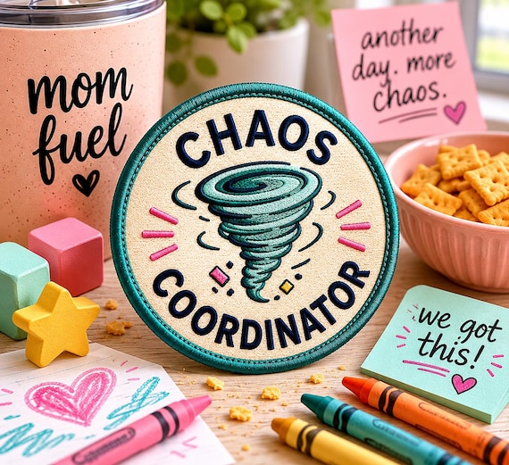 Chaos Coordinator Patch/Iron-On Patch/Mom Merit Badge/Nature/Camping & Hiking/Embroidered Sew-on Applique for Clothing Vest/Jacket Backpack