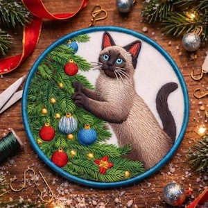 Siamese Cat Patch/Iron-on Patch/Family Pet Gift/Cat Humor/Sew-on Applique for Clothing Vest/Jacket Hats Backpacks Tote Bag Denim Jeans