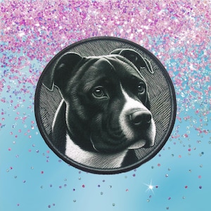 Pitbull Patch Printed Embroidered Base Iron-on/Sew-on Applique Backpack Clothing Denim Jeans Jacket, Dog Puppy Canine Protector Family Pet