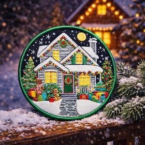 Weihnachtsdekoration Patch Gedruckt Gestickt Aufbügeln / Aufnähen Applikation für Rucksack Kleidung Jeans Jacke Strumpf, Hängelichter, Schnee