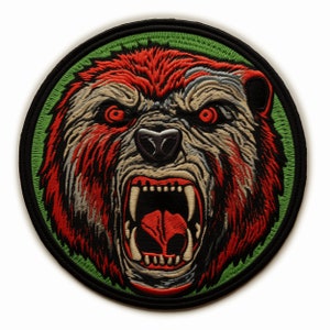 Mutated Bear Patch Embroidered Printed Iron-on/Sew-on Applique for Backpack Clothing Jeans Jacket Vest, Halloween Costume, Zombie Grizzly
