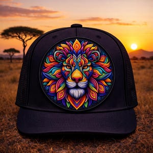 Lion Patch/Iron-on Patch/Mandala Style/Wild Animal Badge, Africa African Wildlife/Sew-on Applique for Backpacks Clothing Jeans Jackets/Vest image 2