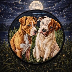 Patch Puppy Pitbull, appliqué imprimé thermocollant/à coudre brodé pour sac à langer sac à dos vêtements jean veste gilet, chien K9, animal de compagnie