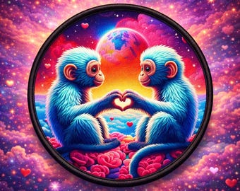 Monkey Patch/Romance & In Love Gift/Valentines Day/Embroidered Sew-on Applique for Clothing Vest/Jacket Backpack