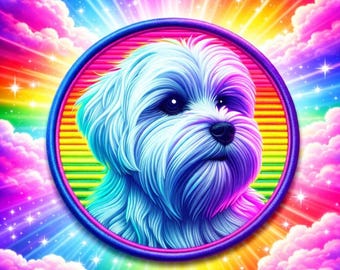 Maltese Dog Patch/Iron-on Patch/Dog Breed/Puppy K9 Canine Protector Family Pet Gift/Sew-on Applique for Backpack Clothing Denim Vest/Jacket