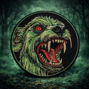 Patch chien zombie brodé appliqué thermocollant/à coudre pour sac à dos, vêtements, jean, veste, gilet, déguisement d'halloween, infecté muté
