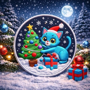 Parche bordado estampado de gato azul ruso, ideal para planchar o coser. Perfecto para mochilas, ropa, vaqueros, chaquetas, calcetines, árbol de Navidad, Papá Noel y otros artículos de animales.