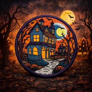 Haunted House Patch/Bügelbild/Halloween Kostüm/Spooky & Scary/Kinder Aufnäher/Aufnäher für Kleidung Weste/Jacke