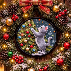 Parche bordado estampado de gato azul ruso, ideal para planchar o coser. Perfecto para mochilas, ropa, vaqueros, chaquetas, calcetines, árbol de Navidad, Papá Noel y otros artículos de animales.