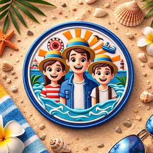 Amusement Park Patch Printed Embroidered Iron-on/Sew-on Applique for Backpack Clothing Jeans Jacket Diaper Bag, Family Vacation, Boardwalk