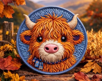 Highland Cow Patch/Iron-on Patch/Farm Animal Gift/Sew-on Applique for Backpack Clothing Denim Jeans Vest/Jacket