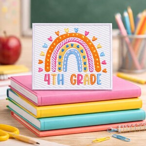 4th Grade Rainbow Patch/Iron-on Patch/Teacher Gift/Kids Backpack/Embroidered Sew-on Applique for Book Bag Backpack Clothing Vest/Jacket
