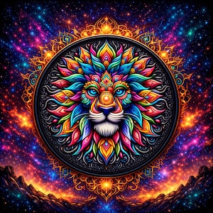 Lejonlapp/Stryklapp/Mandala-stil/Vilddjursmärke, Afrikanskt afrikanskt djurliv/Sy-på-applikation för ryggsäck, kläder, jeans, jacka/väst