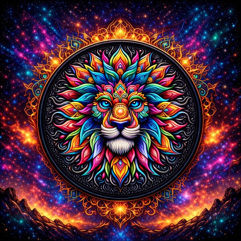 Löwe Aufnäher/Patch/Löwen Aufnäher/Mandala Stil/Wildtier Abzeichen, Afrika Afrikanische Wildtiere/Aufnäher für Rucksack Kleidung Jeans Jacke/Weste Bild 1