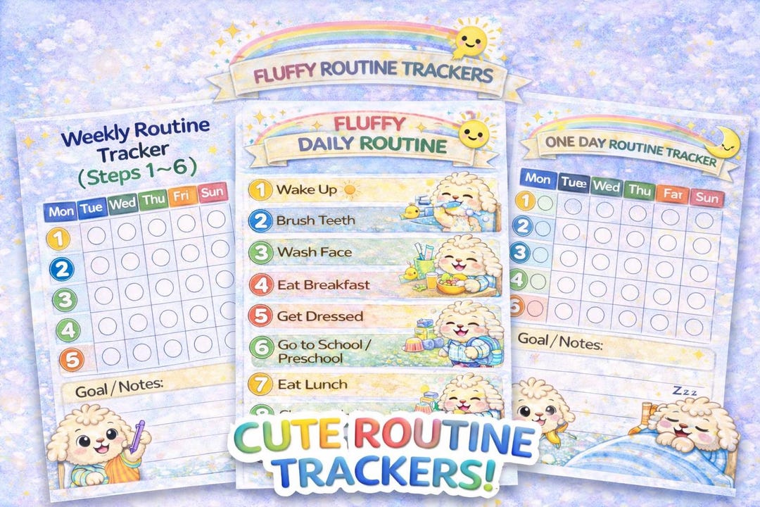 Kids Daily Routine Chart & Trackers | Printable Morning - Night Routine ...