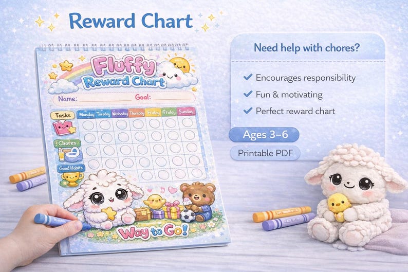Fluffy Chart Kids Reward Chart Printable – Morning & Bedtime Routine Tracker With ...