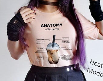 Boba Tea Anatomy T-shirt Soft and Light Funny Bubble Tea lover Tshirt Gift for Boba Girl Milktea Comfy Kawaii Boba Addict Cute Graphic Tee