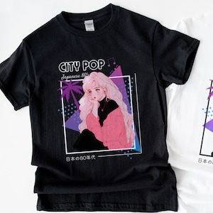 City Pop Girl Shirt 80s Japanese Music Album Cover T-shirt Urban City Retro Japanese Graphics Vaporwave Aesthetics 90s Tokyo Streetwear Gift