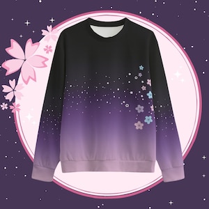 Pastel Goth Sakura Sweatshirt Yami Kawaii Celestial Cherry Blossom Jumper Japan Lover Fairy Kei Purple Gradient Aesthetic Sweater Girl Gift