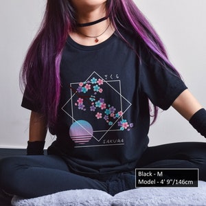 Pastel Cherry Blossom T-Shirt Japanese Aesthetic Colorful Sakura Flower Tee for Japan Lover Vaporwave Retro Jfashion Streetwear Soft T shirt