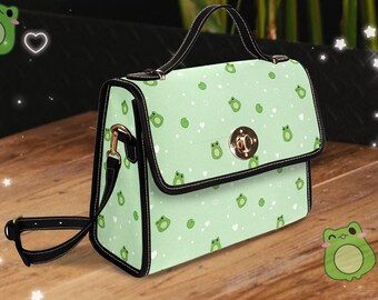 Kawaii Frog Bag Celestial Pastel Goth Handbag Yume Kawaii Dreamy Cute Cottagecore Frog Messenger Strap Bag Pastel Aesthetic Crossbody Purse
