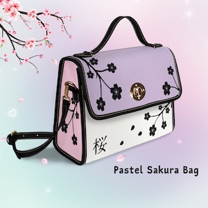 Cute Colorblock Sakura Bag Pastel Color Block Cherry Blossom Messenger Bag Japanese Aesthetic Pastel Goth Crossbody Purse Japan Satchel Bag