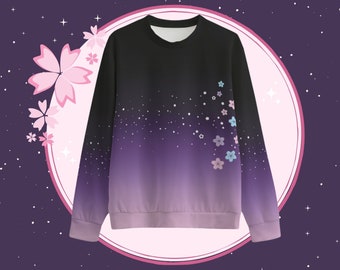 Pastel Goth Sakura Sweatshirt Yami Kawaii Celestial Cherry Blossom Jumper Japan Lover Fairy Kei Purple Gradient Aesthetic Sweater Girl Gift