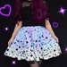 Pastel Goth Skater Skirt Gradient Yami Kawaii Flare Skirt Creepy Cute Purple Blue Circle Skirt for Women Celestial Star Plus Size Mini Skirt