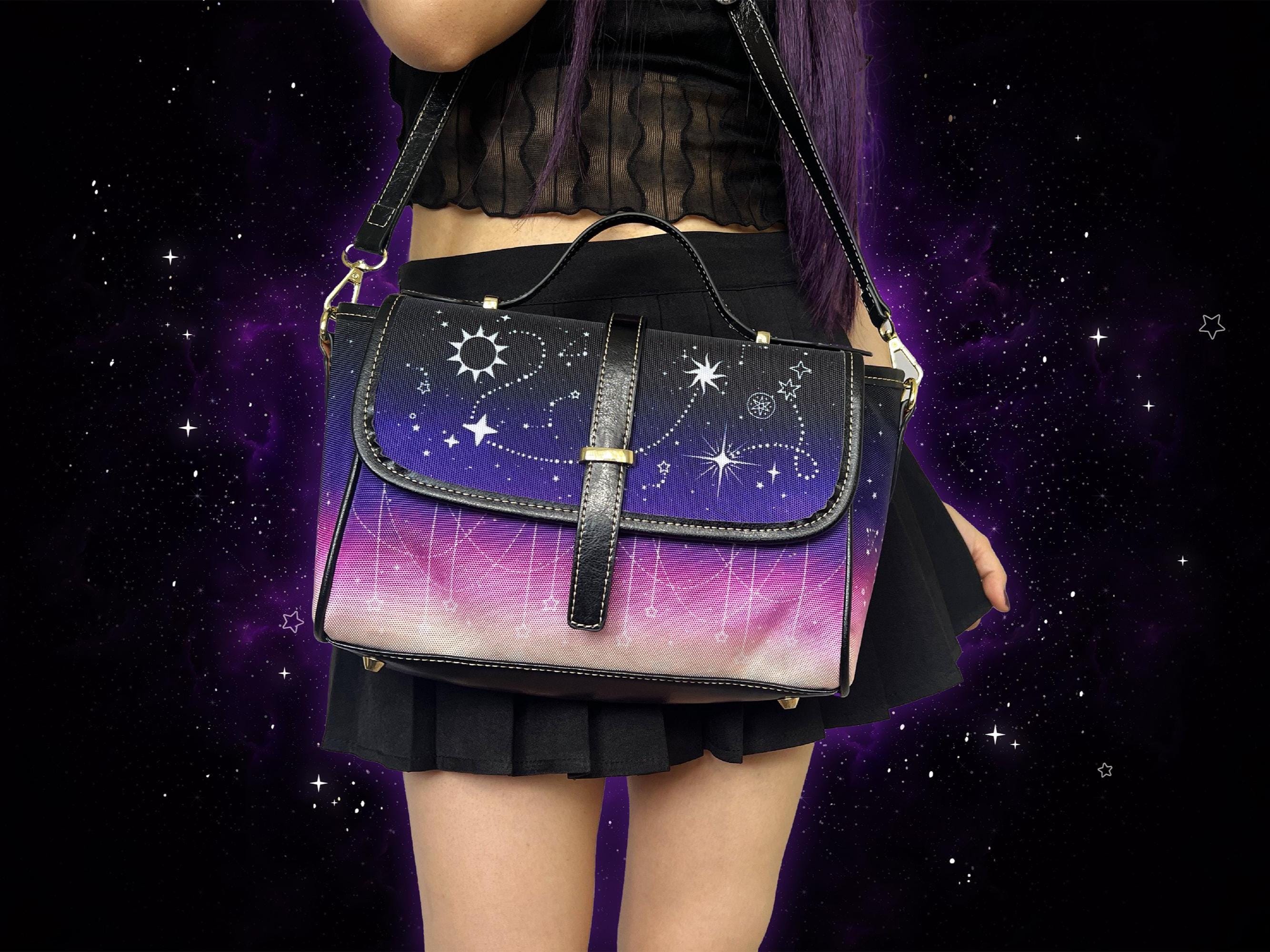 Women's Trendy Crossbody Purse - Star & Moon Pattern Chest Bag, Adjustable Strap, Multiple Zipper Pockets, Polyester (Multi-Color) - View #8