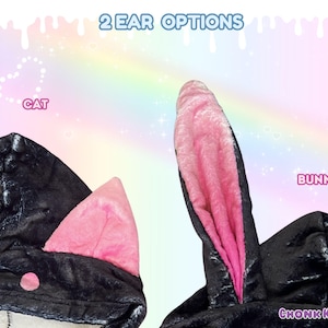 Strawberry Milk Bunny Ear Hoodie, Cozy Fairy Kei Pink Harajuku Jacket, Cute Rabbit Yume Kawaii Clothing Japanese Aesthetic JFashion Kidcore imagen 3