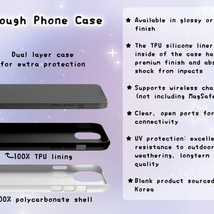 Op de afbeelding: Een stevige telefoonhoes met een tweelaags ontwerp voor extra bescherming. De hoes is gemaakt van een 100% polycarbonaat shell en een 100% TPU voering. Het is verkrijgbaar in glanzende of matte afwerkingen en ondersteunt draadloos opladen (exclusief MagSafe).