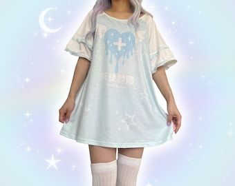Ruffle Tenshi Kaiwai Shirt, Harajuku Angel Mizuiro T-shirt, Yume Kawaii Frill T shirt, Angelcore Fairy Kei Top, Cutecore Japanese Streetwear