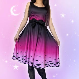 Pastel Goth Bat Dress, Creepy Cute Yami Kawaii Sleeveless Dress, Spooky Halloween Skater Dress Alt Fashion Witchy Gothic Alternative Fashion