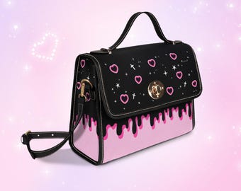 Pink Goth Purses Handbags Goth Bag Gothic Fabric Messenger Bag