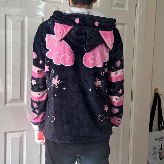 Fluffy Pastel Goth Cat Ears Jacket, Yami Kawaii Harajuku Bunny