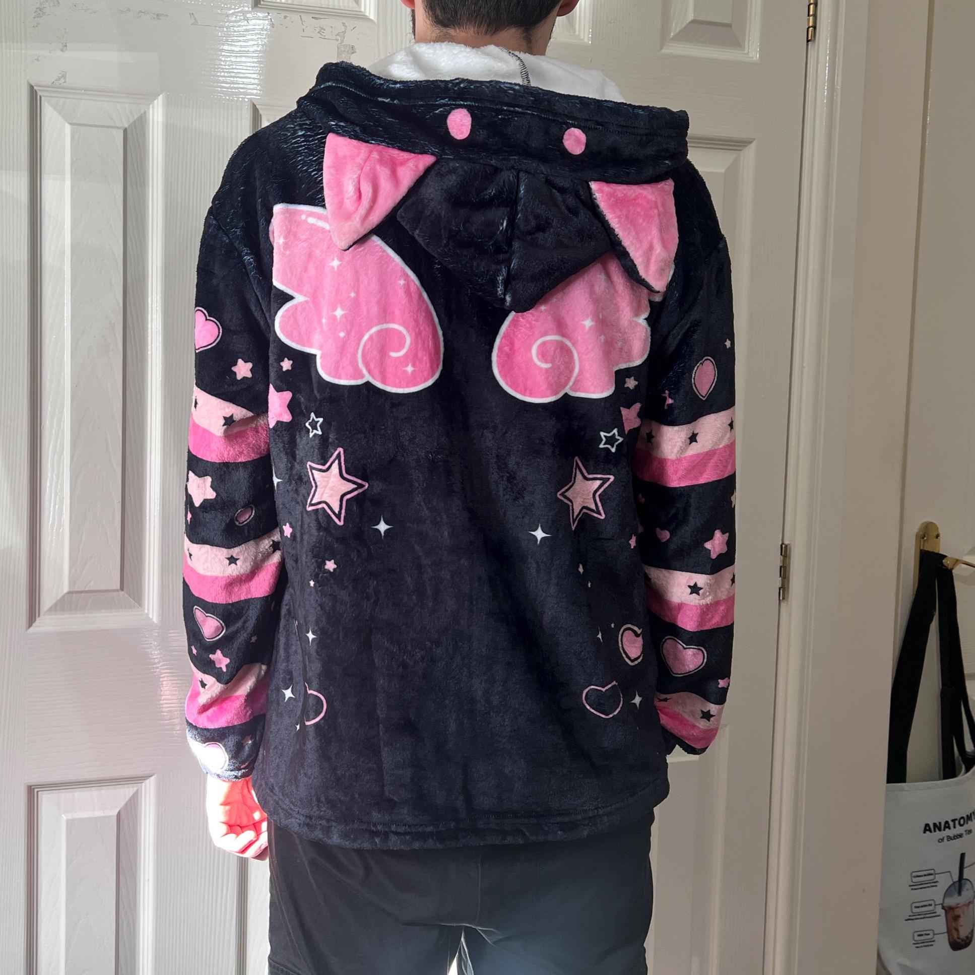Fluffy Pastel Goth Cat Ears Jacket, Yami Kawaii Harajuku Bunny