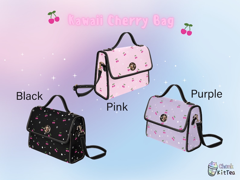 Kawaii Pink Cherry Bag Celestial Pastel Goth Handbag Yume Kawaii Dreamy