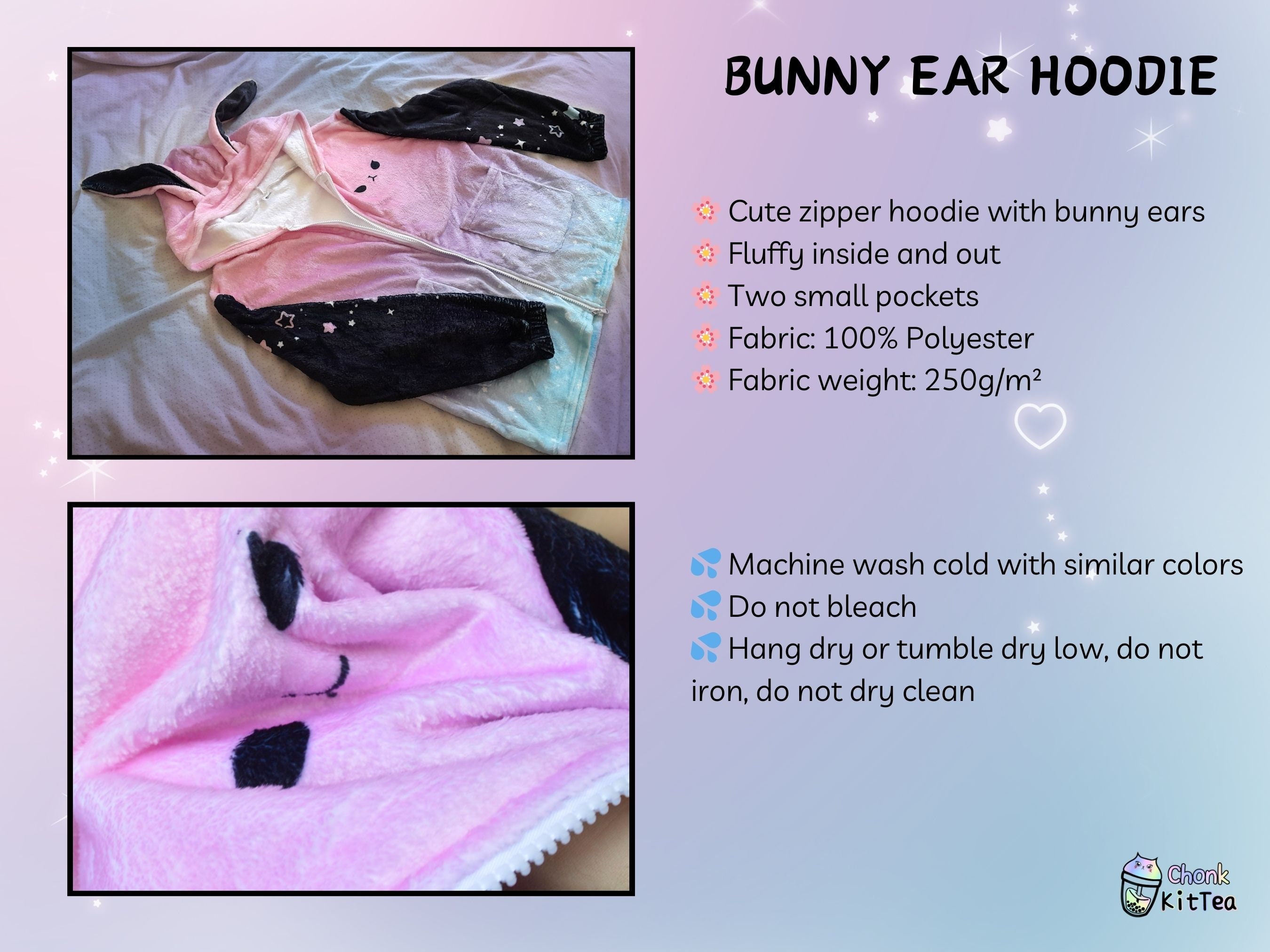 Pink Rabbit Hare Jacket Fluffy Pastel Goth Pink Bunny Ears Jacket, Yami Kawaii Harajuku Rabbit ...